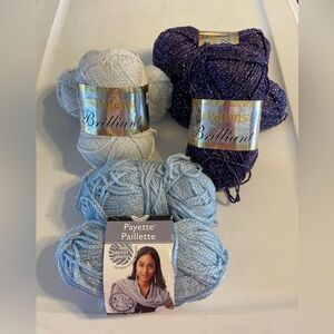 YARN!!! Patons Brilliant, Loops & Threads Payette Sparkle Bundle